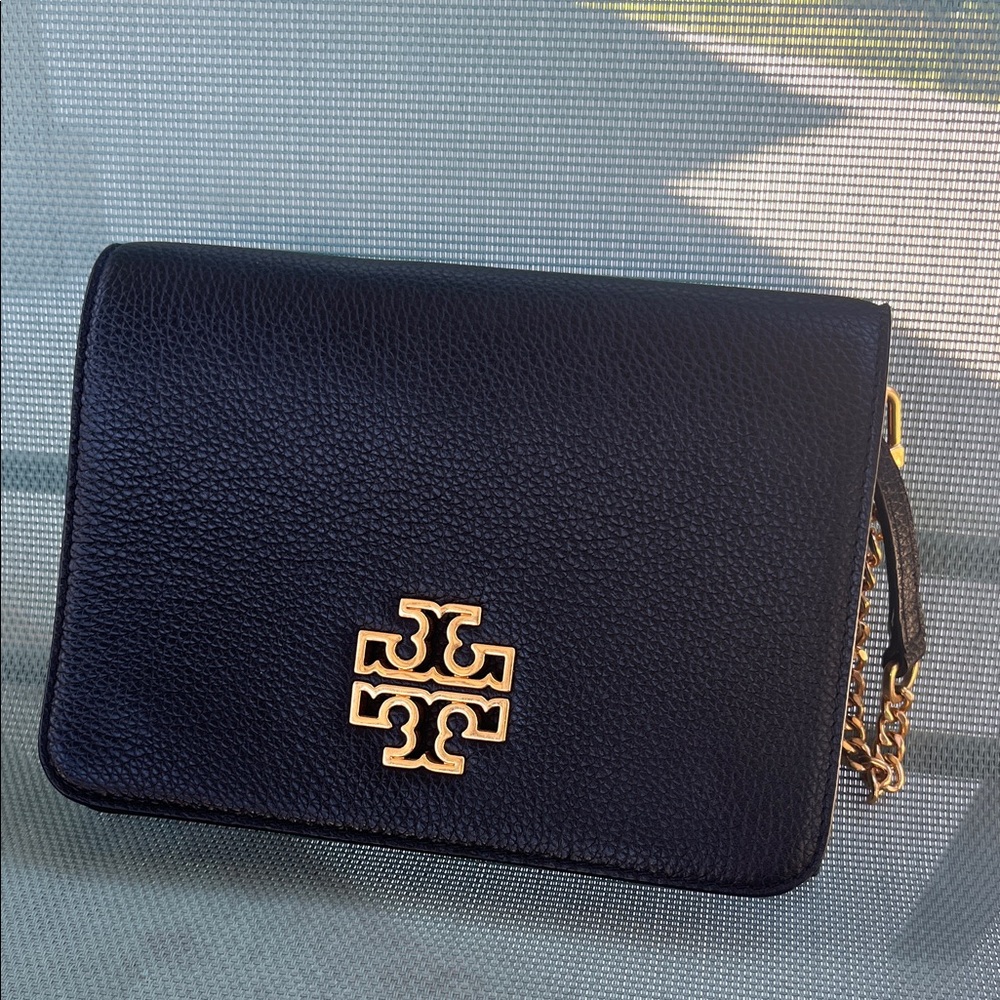 Tory Burch Black Crossbody Bag with Gold Accents